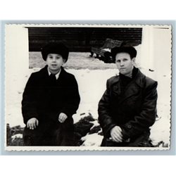 1950s CUTE BOY and Man Pioneer Soviet Old Fashion Russian Photo