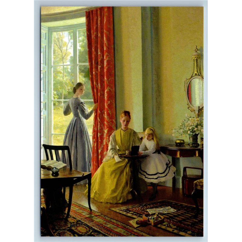 LITTLE GIRL & LADYS Woman read BOOK Interior by Ring New Unposted Postcard