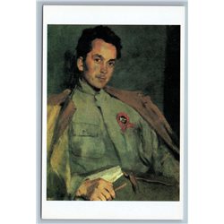 Portrait of Russian Writer Dmitri Furmanov WWII by Malutin Rare Russia Postcard