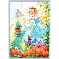 CINDERELLA Little Girl Fairy Pumpkin and crystal shoes Tale ill.  New Postcard