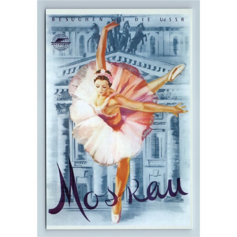 RUSSIAN BALLET Ballerina in Moscow Theater Poster Dance New Unposted Postcard