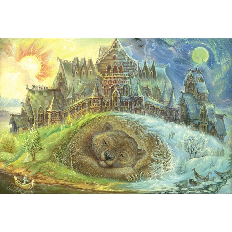 BROWN BEAR Primordial Rus Ethnic Slavic Pagan day and night Russian New Postcard