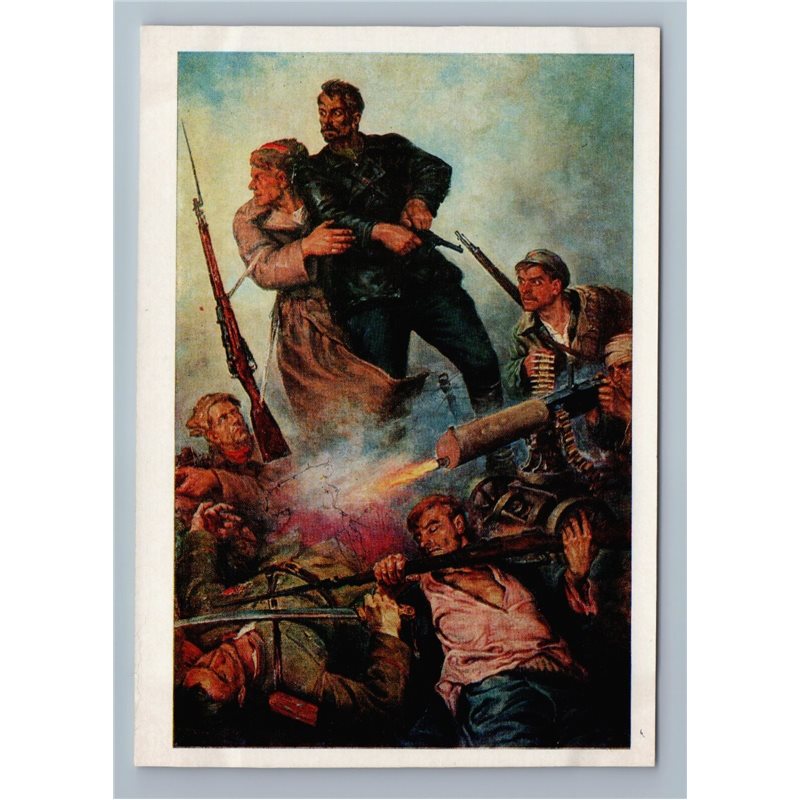 1976 Death of Shchors Red Army commander Russian Civil War Art Vintage Postcard