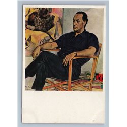 1968 PORTRAIT of  Renato Guttuso by Korin Art Vintage Postcard