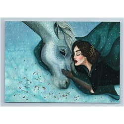 PRETTY LADY with Horse Snow White Princess Fantasy Tale New Unposted Postcard