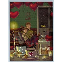 GIRL with BOY Happy VALENTINE's DAY Couple Love Date by Chukanova New Postcard