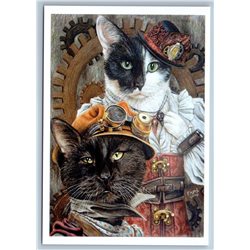 FUNNY STEAMPUNK CATS in Hats Anthropomorphic Cat by Bodnya New Unposted Postcard