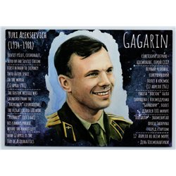 YURI GAGARIN First Man in Cosmos Space Cosmonaut VOSTOK New Postcard