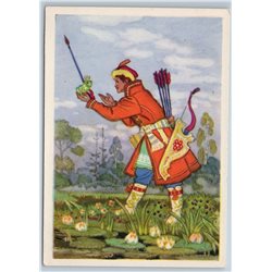 1962 IVAN PRINCE catch Frog Princess Russian Fairy Tale Soviet USSR Postcard