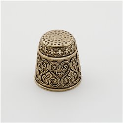 Thimble FLORAL Ethnic Pattern Needlework Solid Brass Metal Russian Souvenir