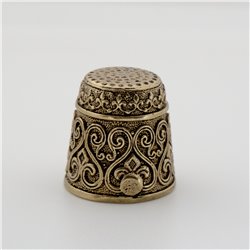 Thimble FLORAL Ethnic Pattern Needlework Solid Brass Metal Russian Souvenir