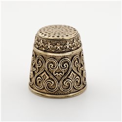 Thimble FLORAL Ethnic Pattern Needlework Solid Brass Metal Russian Souvenir