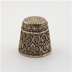 Thimble FLORAL Ethnic Pattern Needlework Solid Brass Metal Russian Souvenir