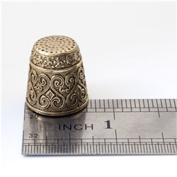 Thimble FLORAL Ethnic Pattern Needlework Solid Brass Metal Russian Souvenir