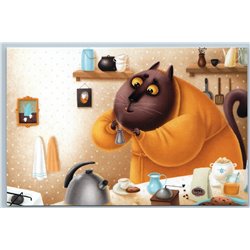 FYNNY CAT and Coffee cezve Kitchen Kettle Cup Humor Russian New Postcard