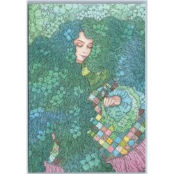 WOMAN PRINCESS of HYDRANGEA Pretty Fantasy Girl Unusual Art Russian New Postcard