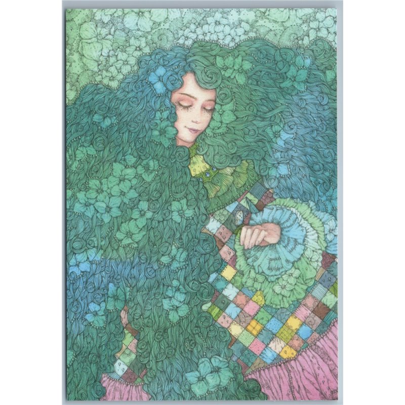 WOMAN PRINCESS of HYDRANGEA Pretty Fantasy Girl Unusual Art Russian New Postcard