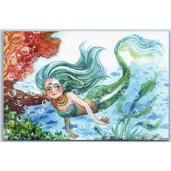 LITTLE MERMAID underwater kingdom Fantasy Girl Sea Unusual New Postcard