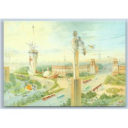 SPACEPORT GAGARIN Moscow of Future SPACE Cosmos Fantasy Unusual Art New Postcard