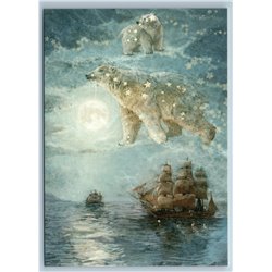 URSA MAJOR n MINOR Star Bears Boats Sailboat Fantasy Starry Russian New Postcard