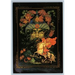 1990 PALEKH ART DEMON'S HEAD and Russian Knight Unusual ART Tale Soviet Postcard