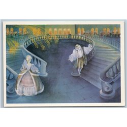 1986 CINDERELLA n PRINCE at ball in Palace Dance Fairy Tale Soviet USSR Postcard