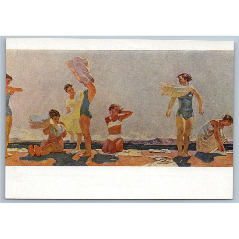 1959 BEACH GIRLS Youth Pretty Woman Bikini Sea Socrealism Soviet USSR Postcard