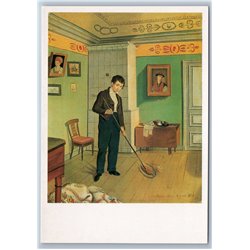 1987 HANDSOME BOY weeps floor Brick oven Interior Paintings Soviet USSR Postcard