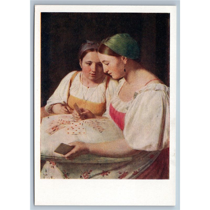 1959 RUSSIAN WOMEN read cards Fortuneteller Ethnic Costume USSR Postcards