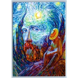 VAN GOGH Artist optical illusion Art by Oleg Shupliak Russian New Postcard