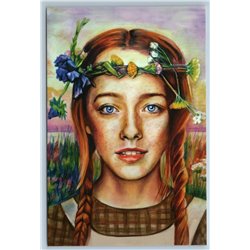 ANNE SHIRLEY OF GREEN GABLES Little girl Long Hair Braid Russian New Postcard