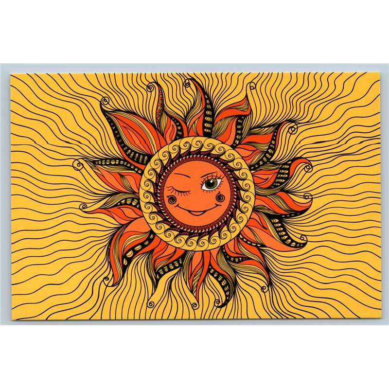 UNUSUAL SUN Sunshine in Russian Ethnic Style Unusual Graphic New Postcard