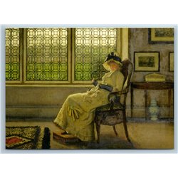 LADY in Chair embroiders Interior by Grimshaw New Unposted Postcard