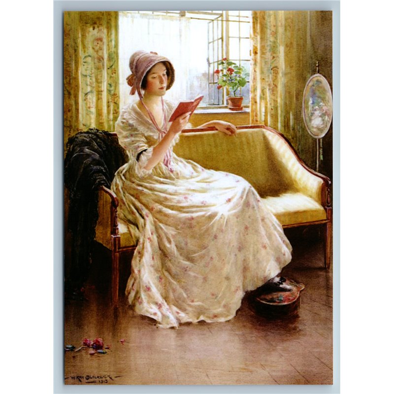 YOUNG WOMAN read BOOK near window by Blacklock New Unposted Postcard