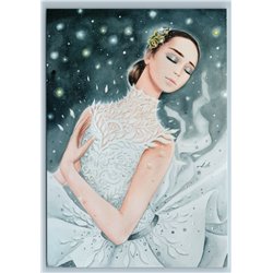 ROMANTIC WOMAN Ballerina Ballet Dancer Magic Dance So gentle Art New Postcard