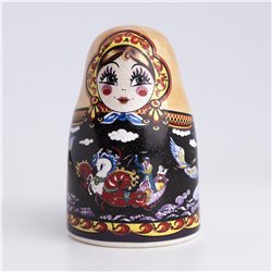 Thimble Big MATRYOSHKA DOLL Palekh Troika Porcelain Russian Ethnic Souvenir