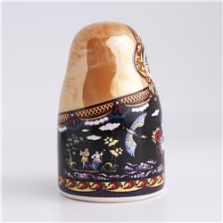 Thimble Big MATRYOSHKA DOLL Palekh Troika Porcelain Russian Ethnic Souvenir