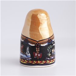 Thimble Big MATRYOSHKA DOLL Palekh Troika Porcelain Russian Ethnic Souvenir