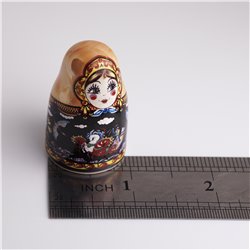 Thimble Big MATRYOSHKA DOLL Palekh Troika Porcelain Russian Ethnic Souvenir