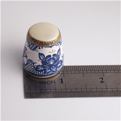 Thimble GZHEL Blue Floral Pattern Style Solid Porcelain Russian Ethnic Souvenir