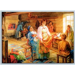 RUSSIAN ETHNIC WOMEN Wedding preparations Folk Costume by Sqchkov New Postcard