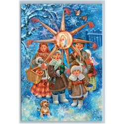 LITTLE KID Yuletide Christmas Snow Winter Christianity Folk Russian New Postcard