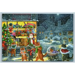 CAT FAMILY Granddads Toy Shop Christmas Eve Anthropomorphic New Postcard