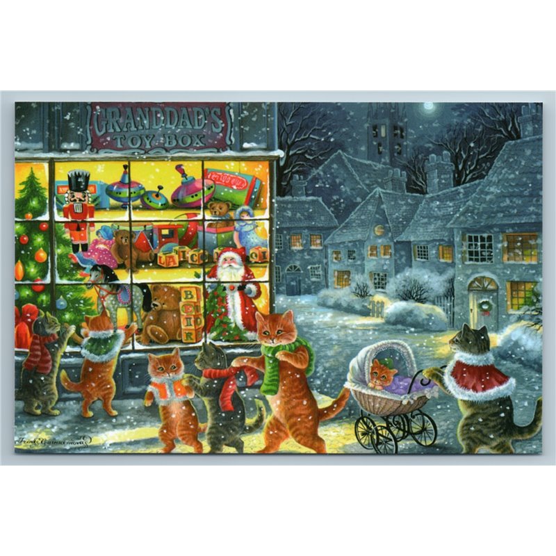 CAT FAMILY Granddads Toy Shop Christmas Eve Anthropomorphic New Postcard