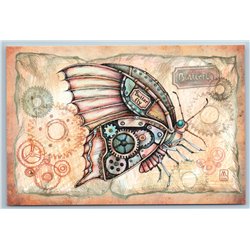 STEAMPUNK BUTTERFLY Unusual Insect Graphic by Melkozerova Russian New Postcard