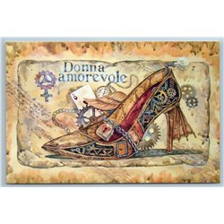 STEAMPUNK Women’s Shoe Unusual Stiletto Fashion Graphic Russia New Postcard