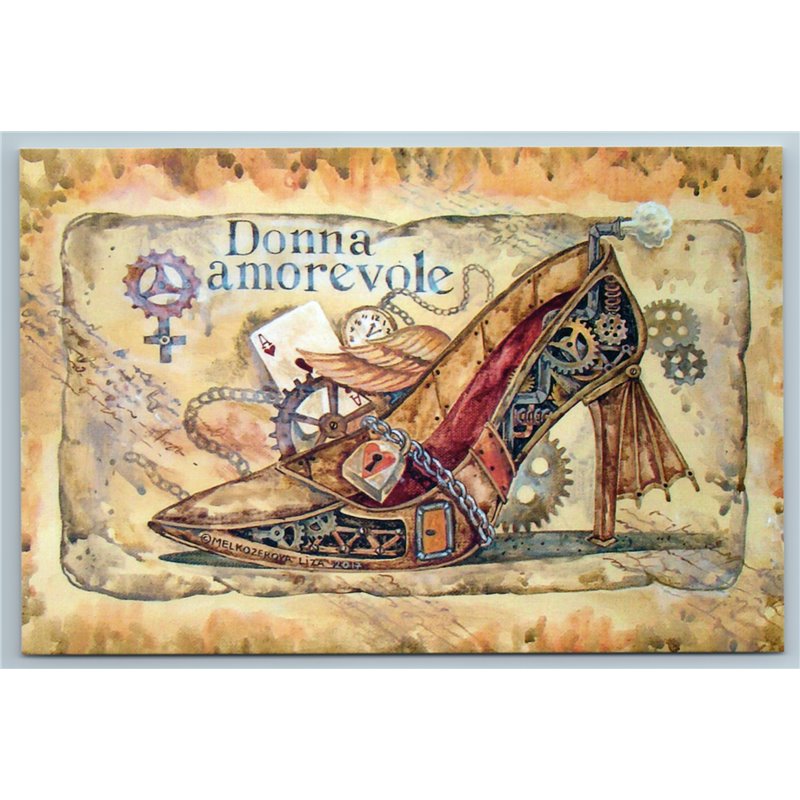 STEAMPUNK Women’s Shoe Unusual Stiletto Fashion Graphic Russia New Postcard