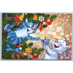 FUNNY CATS decorate Christmas Tree Special Ball New Year Russian New Postcard