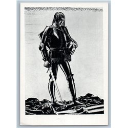 1963 Rockwell Kent Illustration for Shakespeare Henrie IV Vintage USSR Postcard