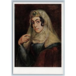 PRETTY WOMAN in Ethnic Georgian Costume Portrait Lady Russian Postcard